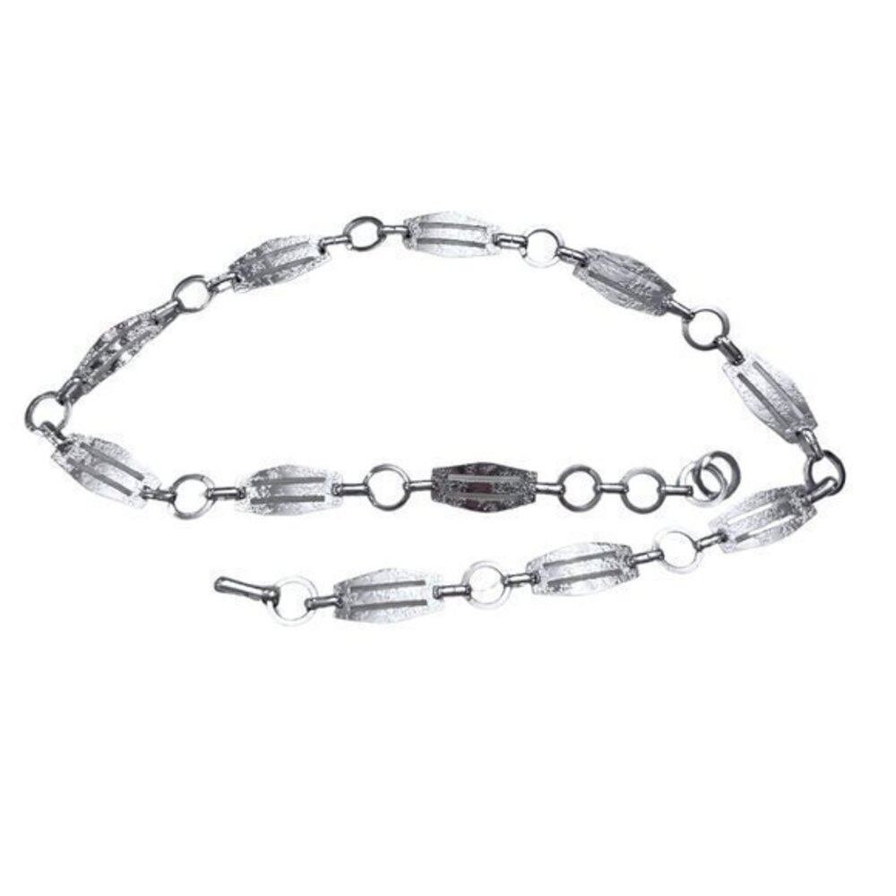 Shiny Silver Chain Belt‎ Up to 35" BOHO Coastal Preppy Nautical Dressy Office - Picture 3 of 8
